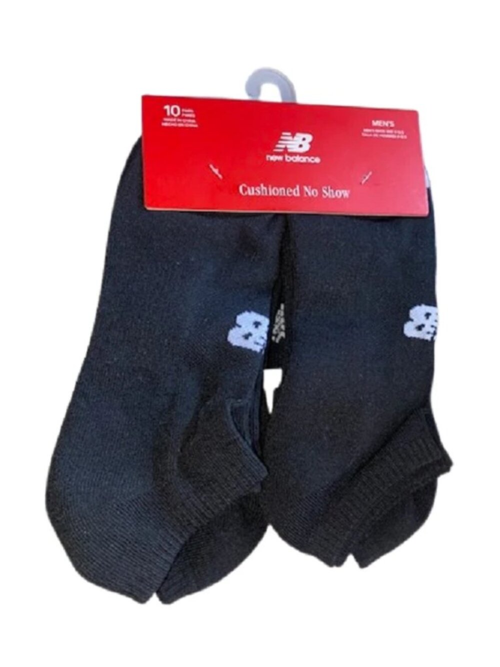 New Balance 10 Pair Men's Black Cushioned No Show Socks Shoe Size 8-12.5